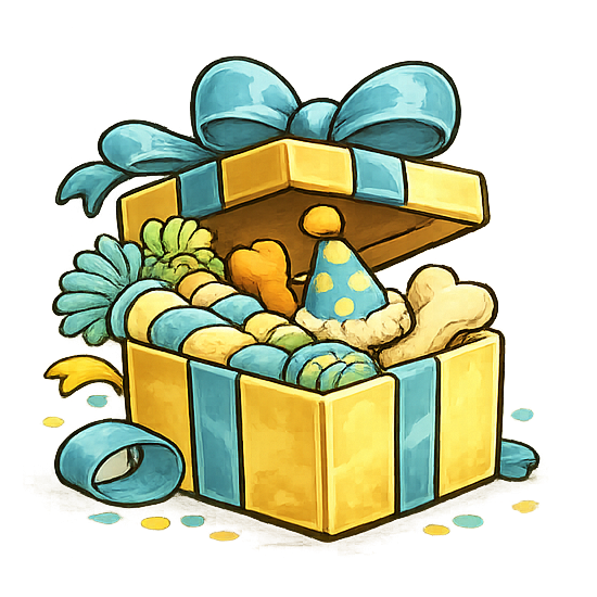 Giftbox met speeltjes (jarige honden)